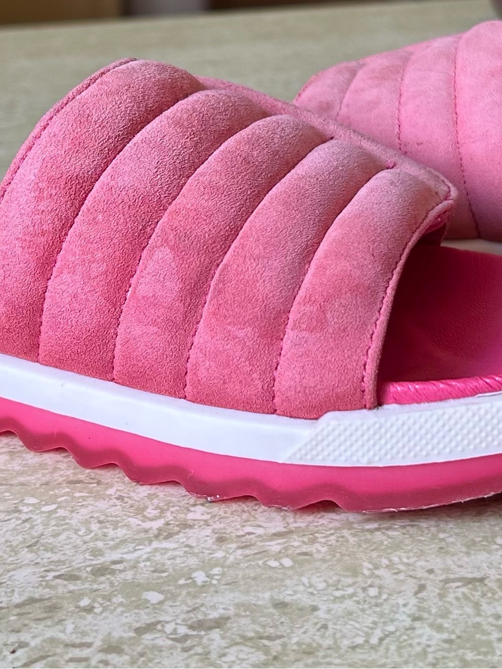 Cougar Quilted Pink Slide Sandals